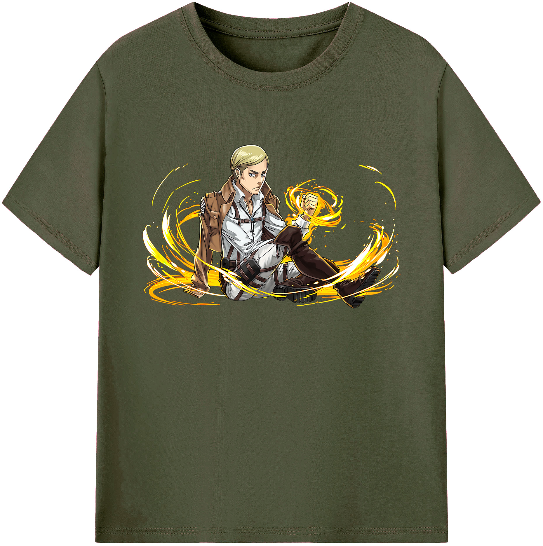 （画像用） 進撃の巨人 エルヴィン・スミス Attack on Titan Erwin Smith 綿100％ メンズ半袖Tシャツ｜肌触りやわらか＆通気性